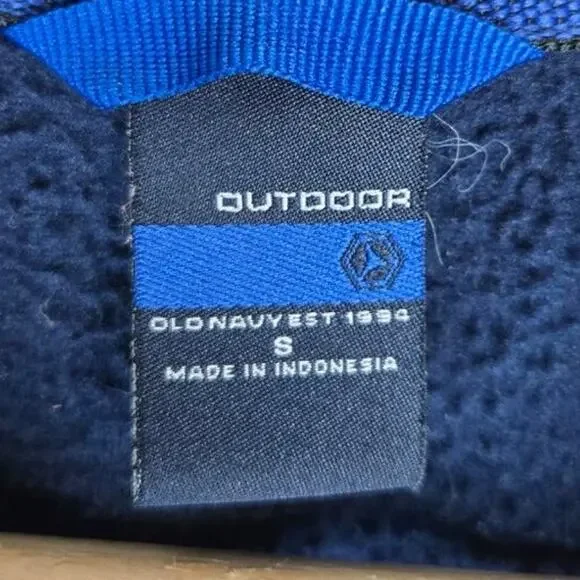 OLD NAVY Men's Navy Blue & Gray Quarter-Zip Fleece Small 0327 - Picture 7 of 9